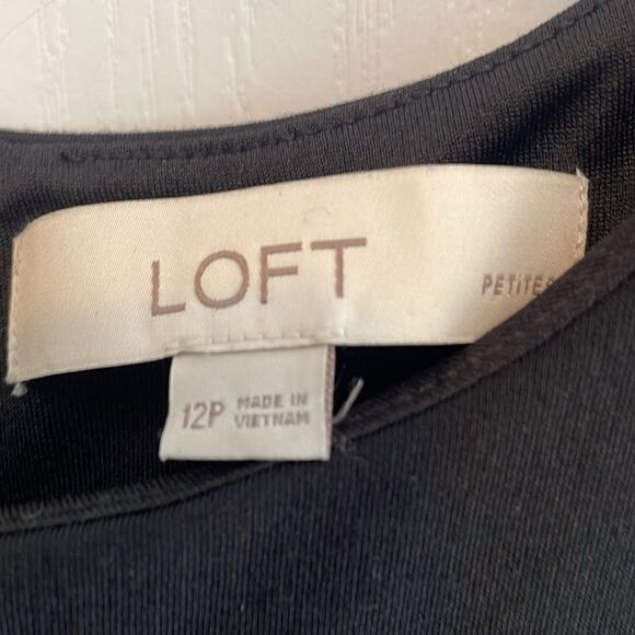 Loft A-Line Dress Black Ponte Eyelet Hem Dress - 12 - Great Condition - Picture 5 of 7